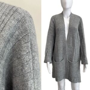 TOPSHOP Oversized Ribbed Long Cardigan Size M, 8-10 Grey Heavy Sweater Jacket